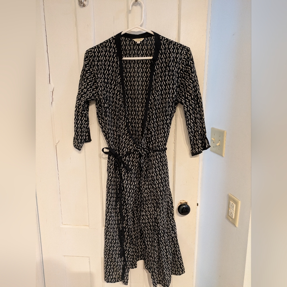 Layla tie robe/kimono/dress with black and white pattern